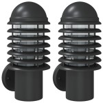 vidaXL Corpuri de iluminat exterior de perete 2 buc argintiu oțel inox vidaXL Corpuri de iluminat exterior de perete 2 buc argintiu oțel inox