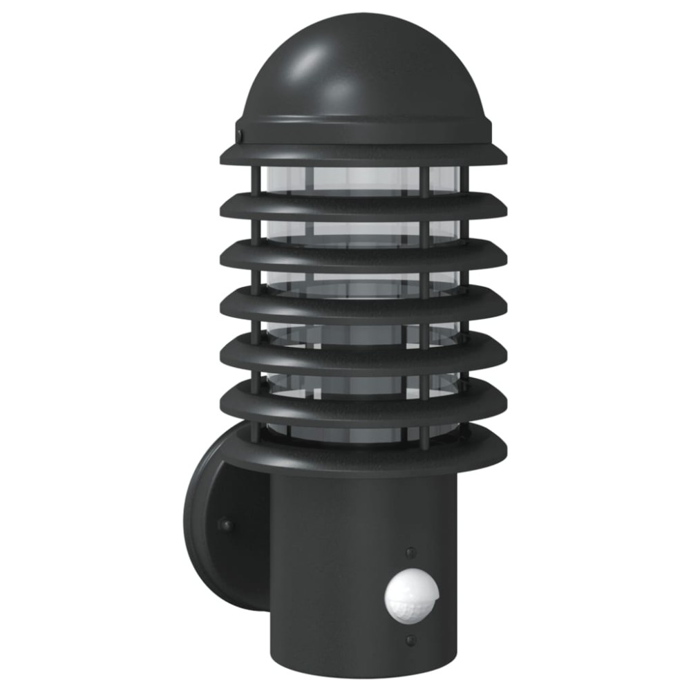 vidaXL Lampă exterioară de perete cu senzor, negru, oțel inoxidabil