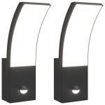 vidaXL Lămpi exterioare de perete cu LED/senzor 2 buc. negru aluminiu vidaXL Lămpi exterioare de perete cu LED/senzor 2 buc. negru aluminiu