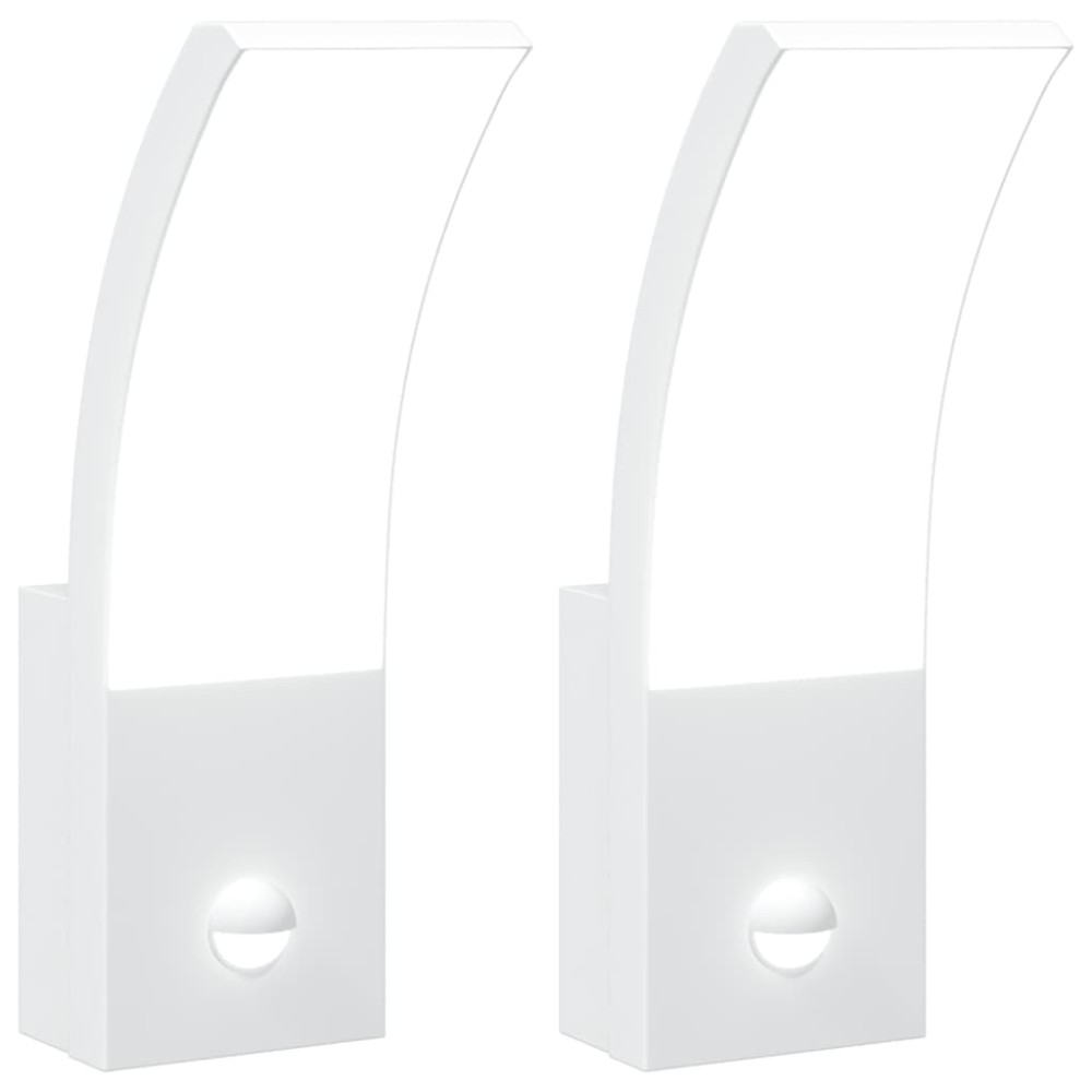 vidaXL Lămpi exterioare de perete LED/senzor 2 buc alb aluminiu turnat