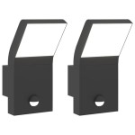 vidaXL Lămpi exterioare de perete cu LED/senzor 2 buc. negru aluminiu vidaXL Lămpi exterioare de perete cu LED/senzor 2 buc. negru aluminiu