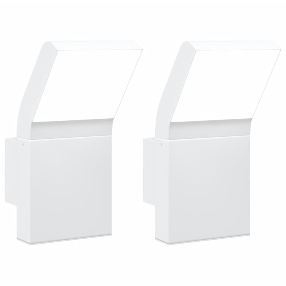 vidaXL Lămpi exterioare de perete cu LED 2 buc. alb, aluminiu turnat