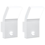 vidaXL Lămpi exterioare de perete LED/senzor 2 buc alb aluminiu turnat vidaXL Lămpi exterioare de perete LED/senzor 2 buc alb aluminiu turnat