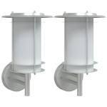 vidaXL Corpuri de iluminat exterior de perete 2 buc argintiu oțel inox vidaXL Corpuri de iluminat exterior de perete 2 buc argintiu oțel inox