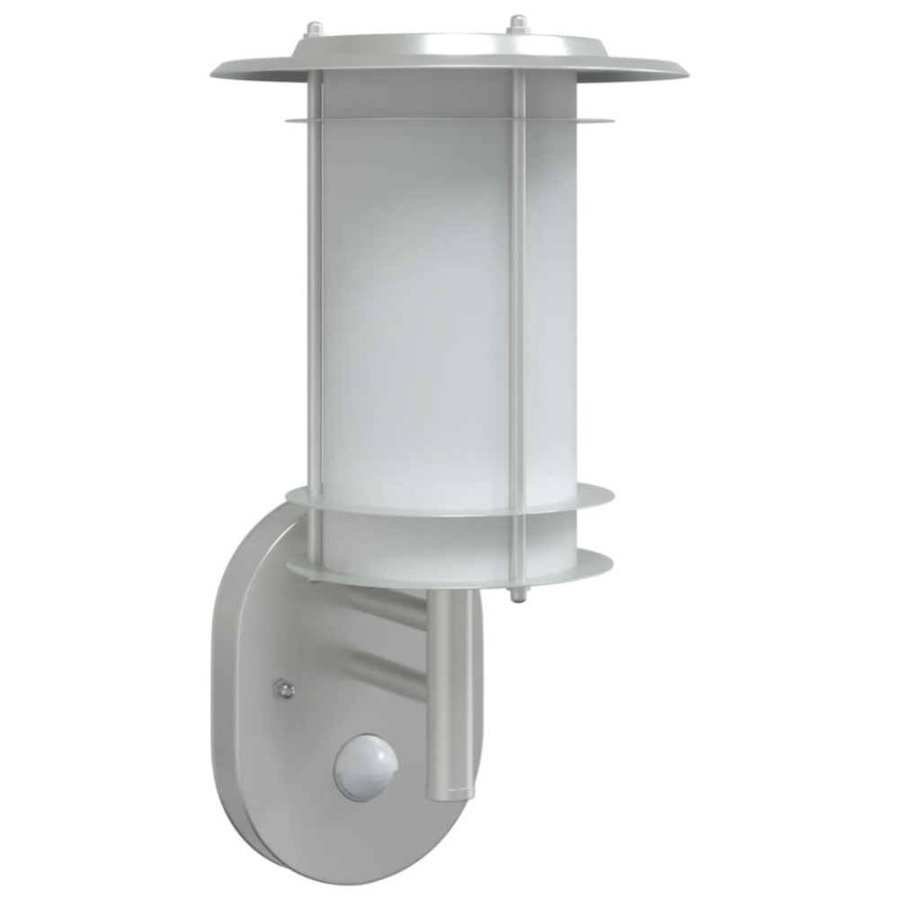 vidaXL Lampă de perete exterior cu senzor, argintiu, oțel inoxidabil
