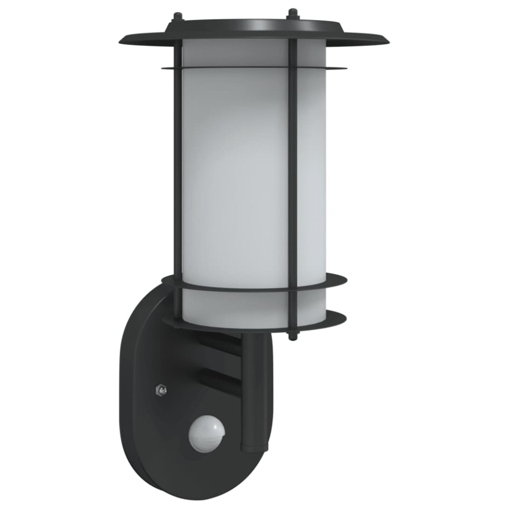 vidaXL Lampă exterioară de perete cu senzor, negru, oțel inoxidabil