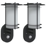 vidaXL Lămpi exterioare de perete cu senzori, 2 buc., negru, oțel inox vidaXL Lămpi exterioare de perete cu senzori, 2 buc., negru, oțel inox