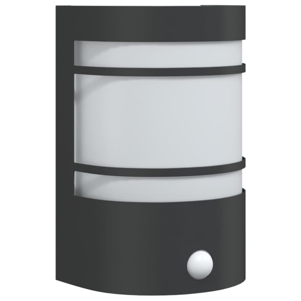 vidaXL Lampă exterioară de perete cu senzor, negru, oțel inoxidabil
