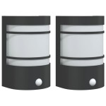 vidaXL Lămpi exterioare de perete cu senzori, 2 buc., negru, oțel inox vidaXL Lămpi exterioare de perete cu senzori, 2 buc., negru, oțel inox