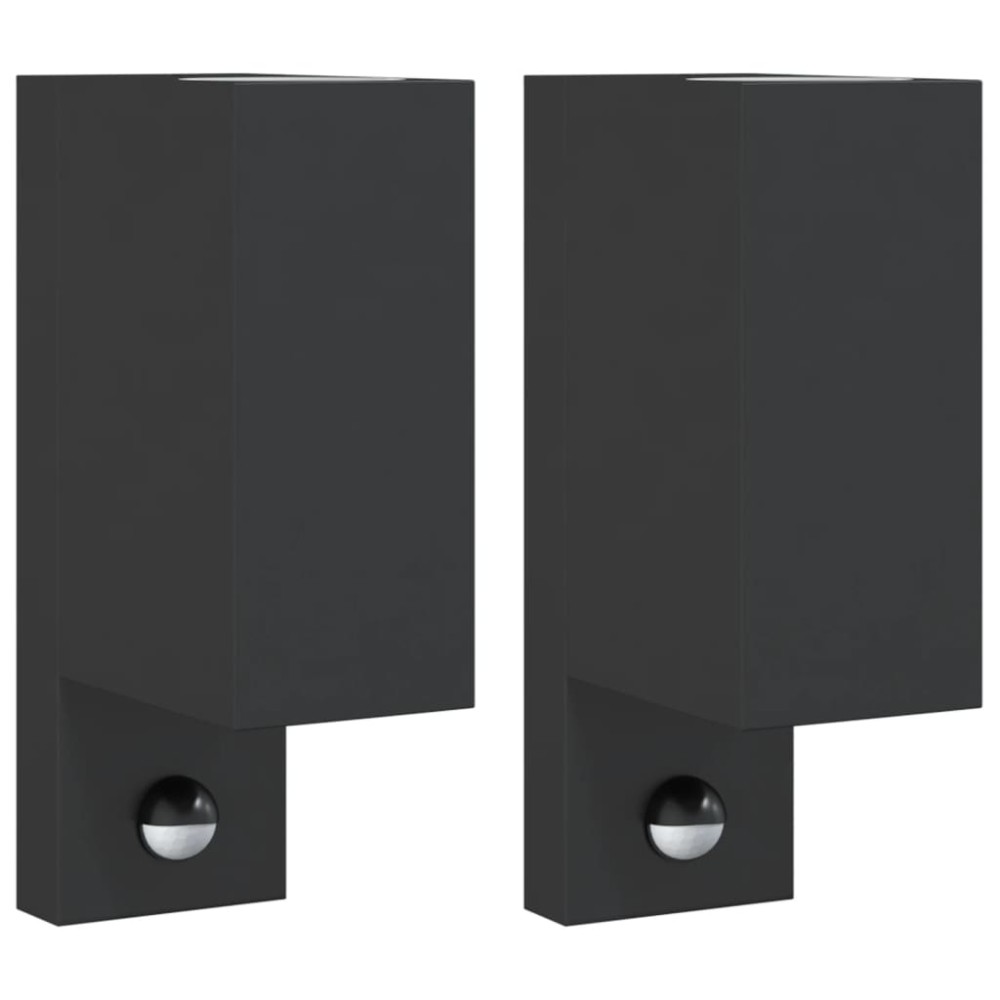 vidaXL Lămpi exterioare de perete senzori 2 buc. negru aluminiu turnat
