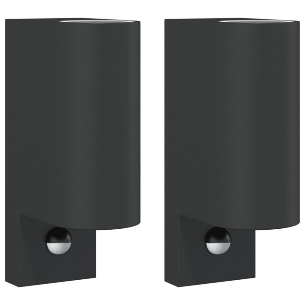 vidaXL Lămpi exterioare de perete senzori 2 buc. negru aluminiu turnat