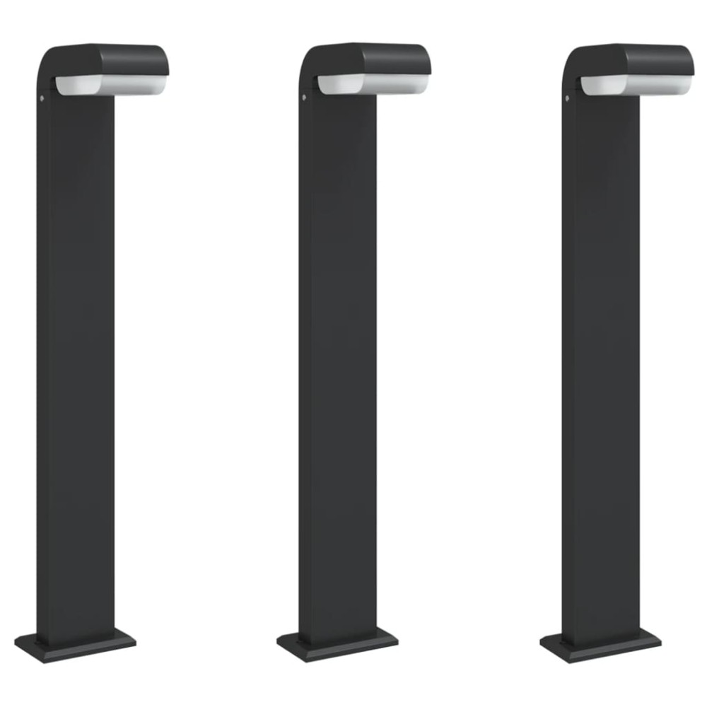 vidaXL Lămpi exterioare de podea 3 buc. negru 80 cm aluminiu turnat