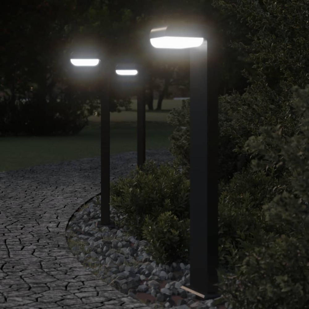 vidaXL Lămpi exterioare de podea 3 buc. negru 80 cm aluminiu turnat