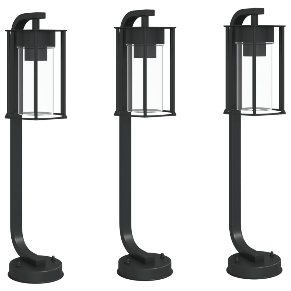 vidaXL Lămpi de podea de exterior 3 buc. negru 60 cm oțel inoxidabil