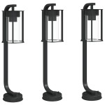 vidaXL Lămpi de podea de exterior 3 buc. negru 60 cm oțel inoxidabil