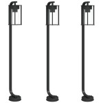 vidaXL Lămpi de podea de exterior 3 buc. negru 100 cm oțel inoxidabil vidaXL Lămpi de podea de exterior 3 buc. negru 100 cm oțel inoxidabil