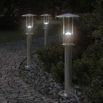 vidaXL Lampă exterioară de podea, argintiu, 60 cm, oțel inoxidabil vidaXL Lampă exterioară de podea, argintiu, 60 cm, oțel inoxidabil