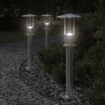 vidaXL Lămpi exterioare de podea 3 buc. argintiu 60 cm oțel inoxidabil