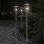 vidaXL Lămpi exterioare de podea 3 buc argintiu 100 cm oțel inoxidabil vidaXL Lămpi exterioare de podea 3 buc argintiu 100 cm oțel inoxidabil
