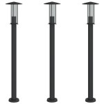 vidaXL Lămpi de podea de exterior 3 buc. negru 100 cm oțel inoxidabil vidaXL Lămpi de podea de exterior 3 buc. negru 100 cm oțel inoxidabil