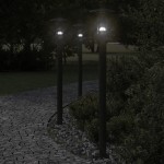 vidaXL Lămpi de podea de exterior 3 buc. negru 100 cm oțel inoxidabil vidaXL Lămpi de podea de exterior 3 buc. negru 100 cm oțel inoxidabil