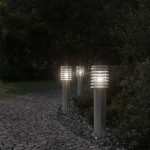 vidaXL Lampă exterioară de podea, argintiu, 60 cm, oțel inoxidabil vidaXL Lampă exterioară de podea, argintiu, 60 cm, oțel inoxidabil