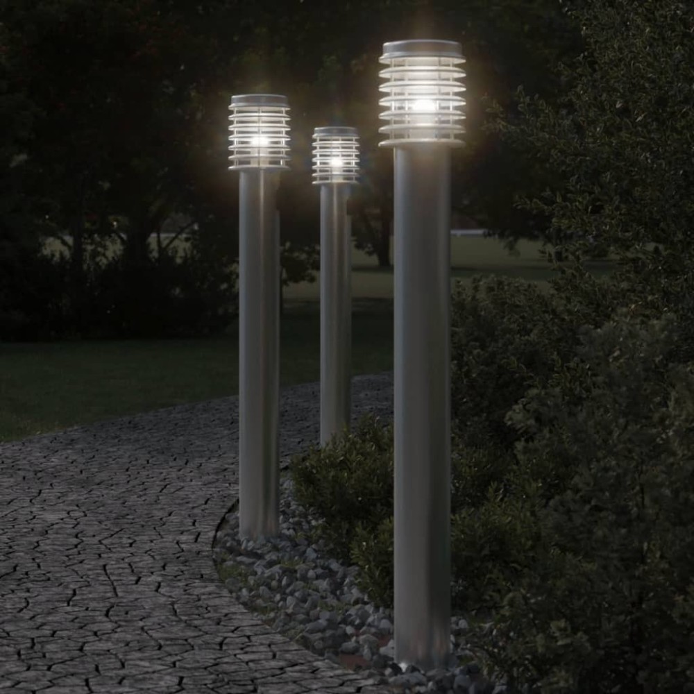 vidaXL Lampă exterioară de podea, argintiu, 110 cm, oțel inoxidabil