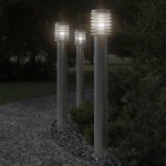 vidaXL Lampă exterioară de podea, argintiu, 110 cm, oțel inoxidabil vidaXL Lampă exterioară de podea, argintiu, 110 cm, oțel inoxidabil