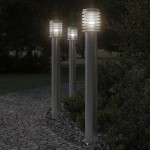 vidaXL Lămpi exterioare de podea 3 buc argintiu 110 cm oțel inoxidabil vidaXL Lămpi exterioare de podea 3 buc argintiu 110 cm oțel inoxidabil