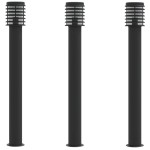 vidaXL Lămpi de podea de exterior 3 buc. negru 110 cm oțel inoxidabil vidaXL Lămpi de podea de exterior 3 buc. negru 110 cm oțel inoxidabil