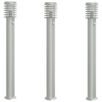 vidaXL Lămpi exterioare de podea senzor 3 buc argintiu 110cm oțel inox vidaXL Lămpi exterioare de podea senzor 3 buc argintiu 110cm oțel inox