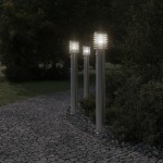 vidaXL Lămpi exterioare de podea senzor 3 buc argintiu 110cm oțel inox vidaXL Lămpi exterioare de podea senzor 3 buc argintiu 110cm oțel inox