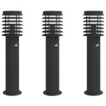 vidaXL Lămpi exterioare de podea senzori 3 buc. negru 60 cm oțel inox vidaXL Lămpi exterioare de podea senzori 3 buc. negru 60 cm oțel inox