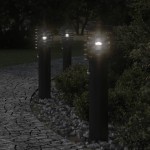 vidaXL Lămpi exterioare de podea senzori 3 buc. negru 60 cm oțel inox vidaXL Lămpi exterioare de podea senzori 3 buc. negru 60 cm oțel inox
