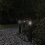 vidaXL Lămpi exterioare de podea senzori 3 buc. negru 60 cm oțel inox vidaXL Lămpi exterioare de podea senzori 3 buc. negru 60 cm oțel inox