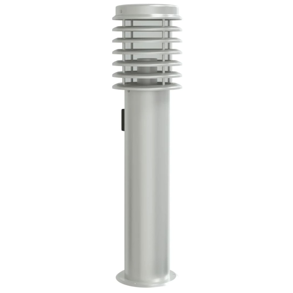 vidaXL Lampă exterioară de podea cu priză, argintiu, 60 cm, oțel inox