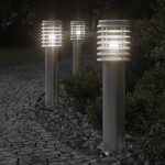 vidaXL Lămpi de podea de exterior 3 buc argintiu 60 cm oțel inoxidabil vidaXL Lămpi de podea de exterior 3 buc argintiu 60 cm oțel inoxidabil