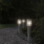 vidaXL Lămpi de podea de exterior 3 buc argintiu 60 cm oțel inoxidabil vidaXL Lămpi de podea de exterior 3 buc argintiu 60 cm oțel inoxidabil