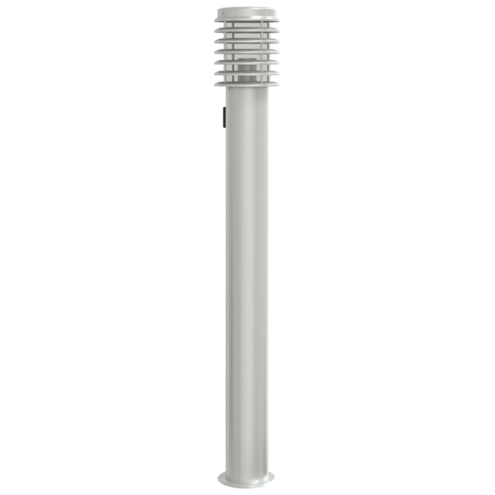 vidaXL Lampă de podea de exterior cu priză, argintiu, 110cm, oțel inox