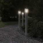 vidaXL Lampă de podea de exterior cu priză, argintiu, 110cm, oțel inox