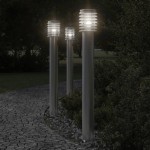 vidaXL Lămpi de podea de exterior 3 buc argintiu 110cm oțel inoxidabil vidaXL Lămpi de podea de exterior 3 buc argintiu 110cm oțel inoxidabil