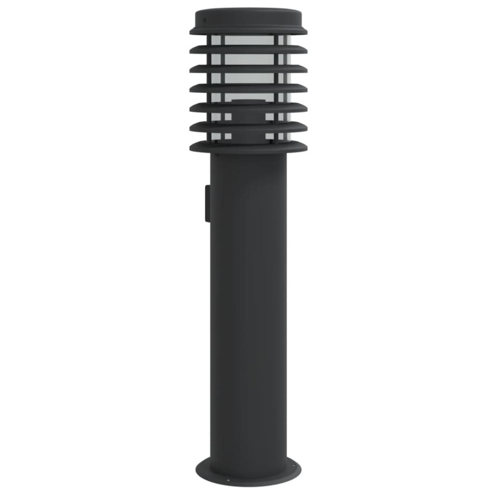 vidaXL Lampă exterioară de podea cu priză, negru, 60 cm, oțel inox