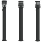 vidaXL Lămpi de podea de exterior 3 buc negru 110 cm oțel inoxidabil vidaXL Lămpi de podea de exterior 3 buc negru 110 cm oțel inoxidabil