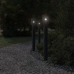 vidaXL Lămpi de podea de exterior 3 buc negru 110 cm oțel inoxidabil vidaXL Lămpi de podea de exterior 3 buc negru 110 cm oțel inoxidabil