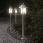 vidaXL Lămpi exterioare de podea 3 buc argintiu 80 cm oțel inoxidabil vidaXL Lămpi exterioare de podea 3 buc argintiu 80 cm oțel inoxidabil