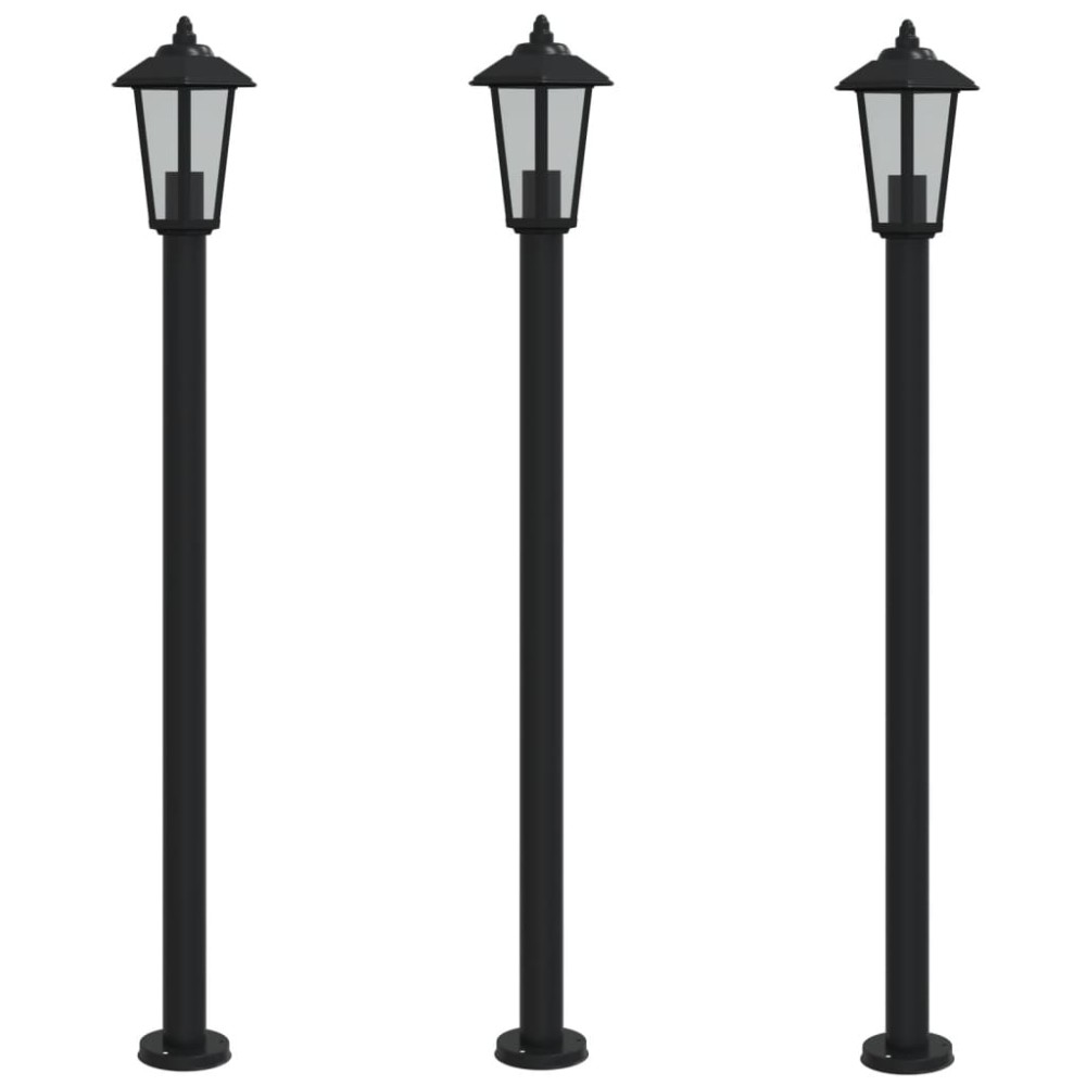 vidaXL Lămpi de podea de exterior 3 buc. negru 120 cm oțel inoxidabil