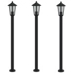 vidaXL Lămpi de podea de exterior 3 buc. negru 120 cm oțel inoxidabil vidaXL Lămpi de podea de exterior 3 buc. negru 120 cm oțel inoxidabil