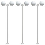 vidaXL Lămpi exterioare de podea 3 buc argintiu 215 cm oțel inoxidabil vidaXL Lămpi exterioare de podea 3 buc argintiu 215 cm oțel inoxidabil