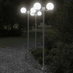 vidaXL Lămpi exterioare de podea 3 buc argintiu 215 cm oțel inoxidabil vidaXL Lămpi exterioare de podea 3 buc argintiu 215 cm oțel inoxidabil