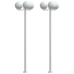 vidaXL Lămpi exterioare de podea 2 buc argintiu 215 cm oțel inoxidabil vidaXL Lămpi exterioare de podea 2 buc argintiu 215 cm oțel inoxidabil